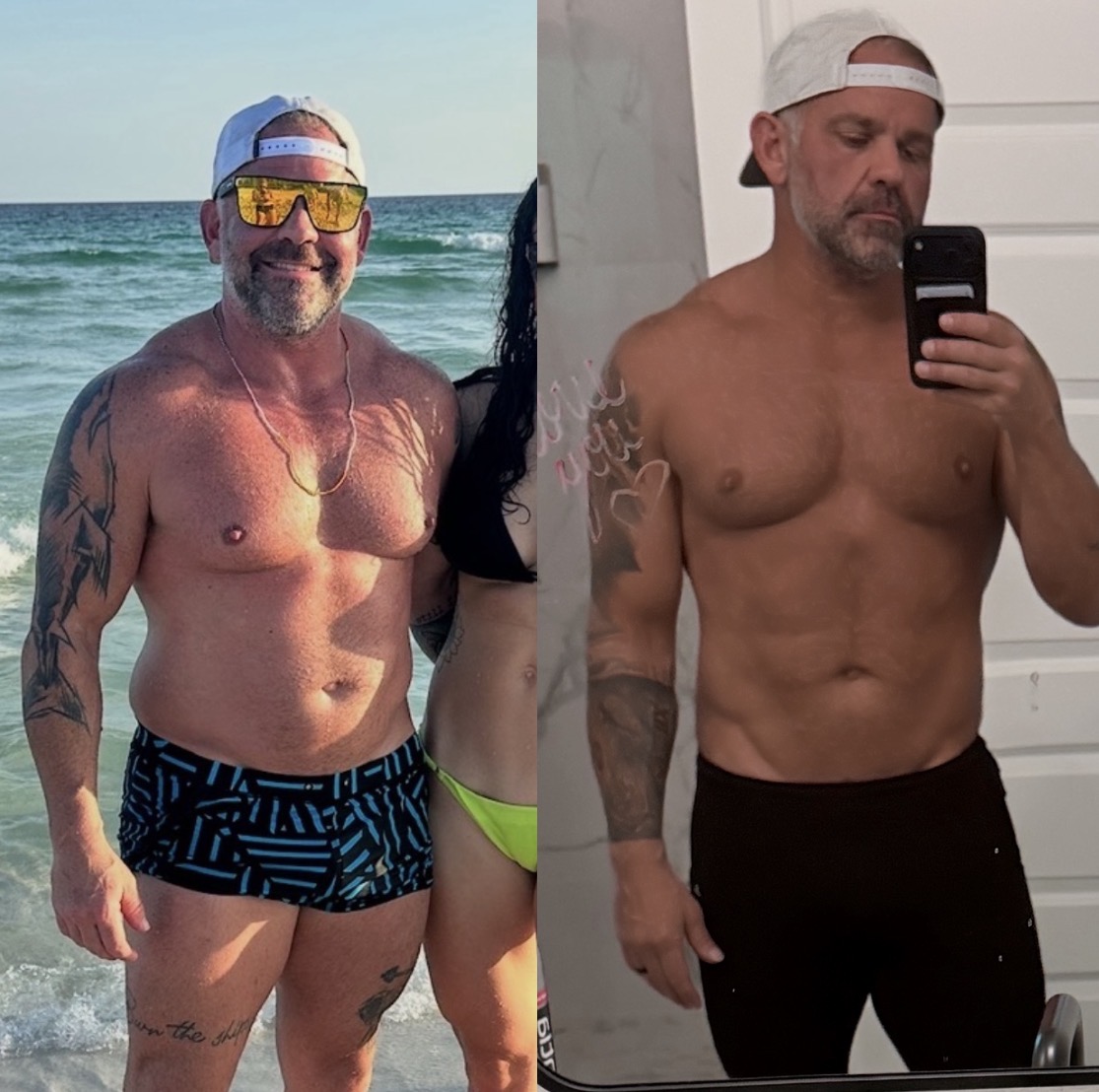 Andy before and after the HACK Performance Labs SHRED protocol
