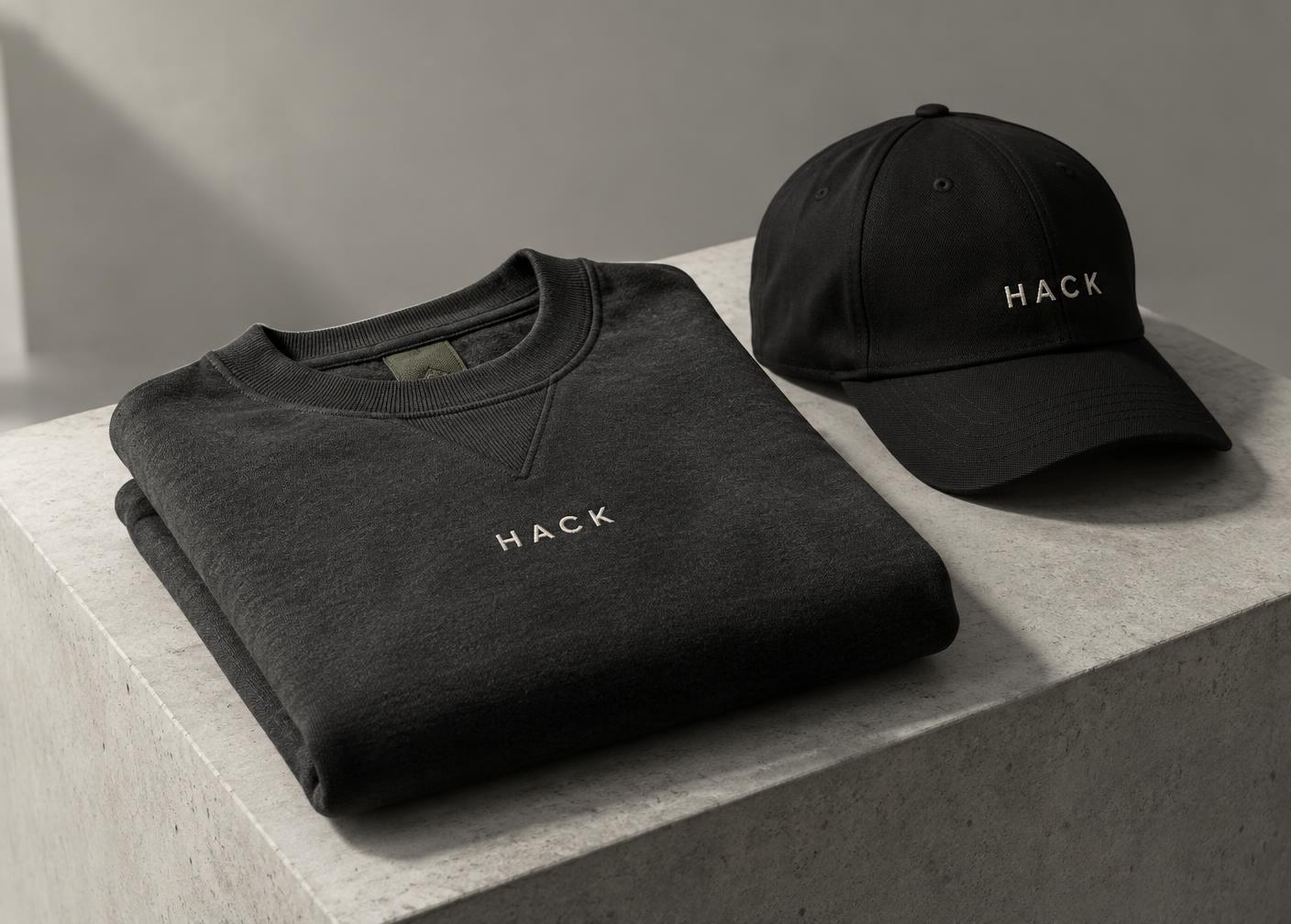 HACK sweatshirt and cap concept